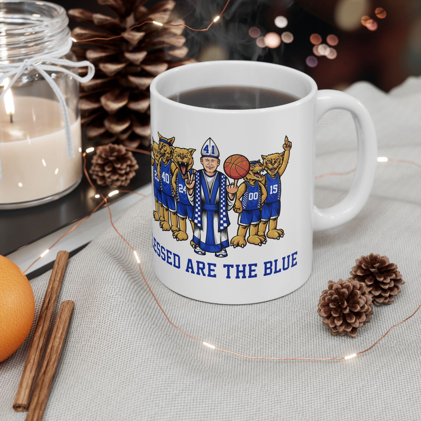 Blessed are the Blue! White Ceramic Mug, (11oz, 15oz)