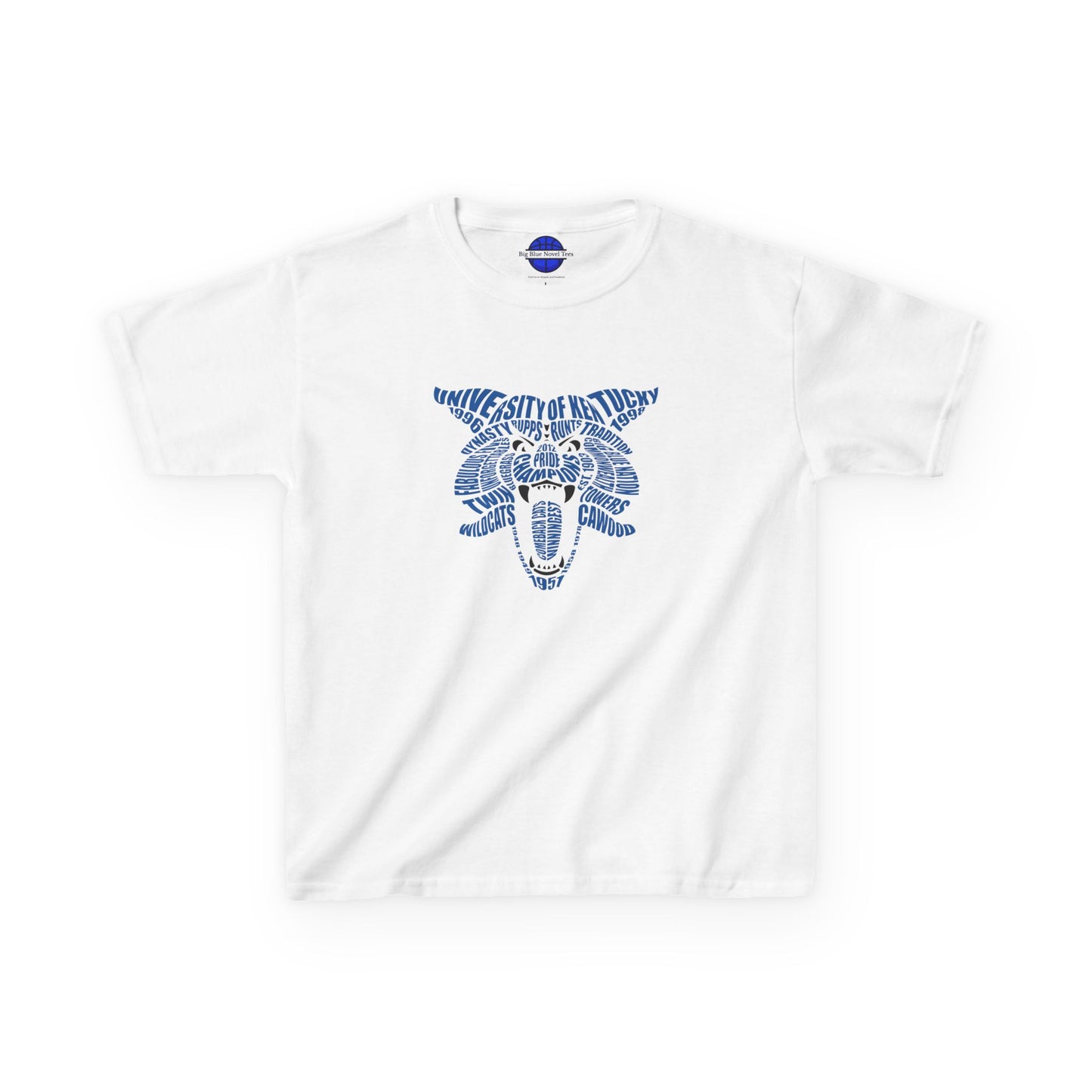 Blue Word Cloud Cat Kids Heavy Cotton™ Tee