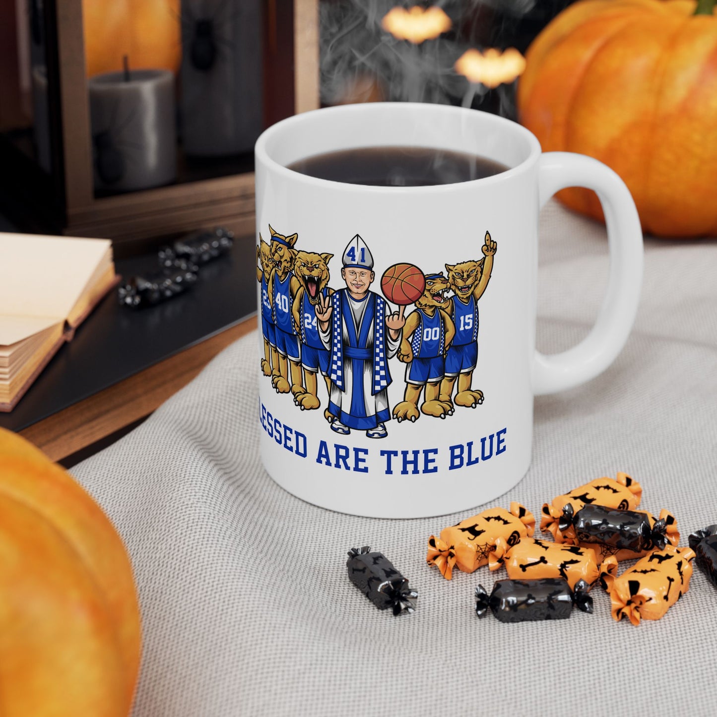 Blessed are the Blue! White Ceramic Mug, (11oz, 15oz)