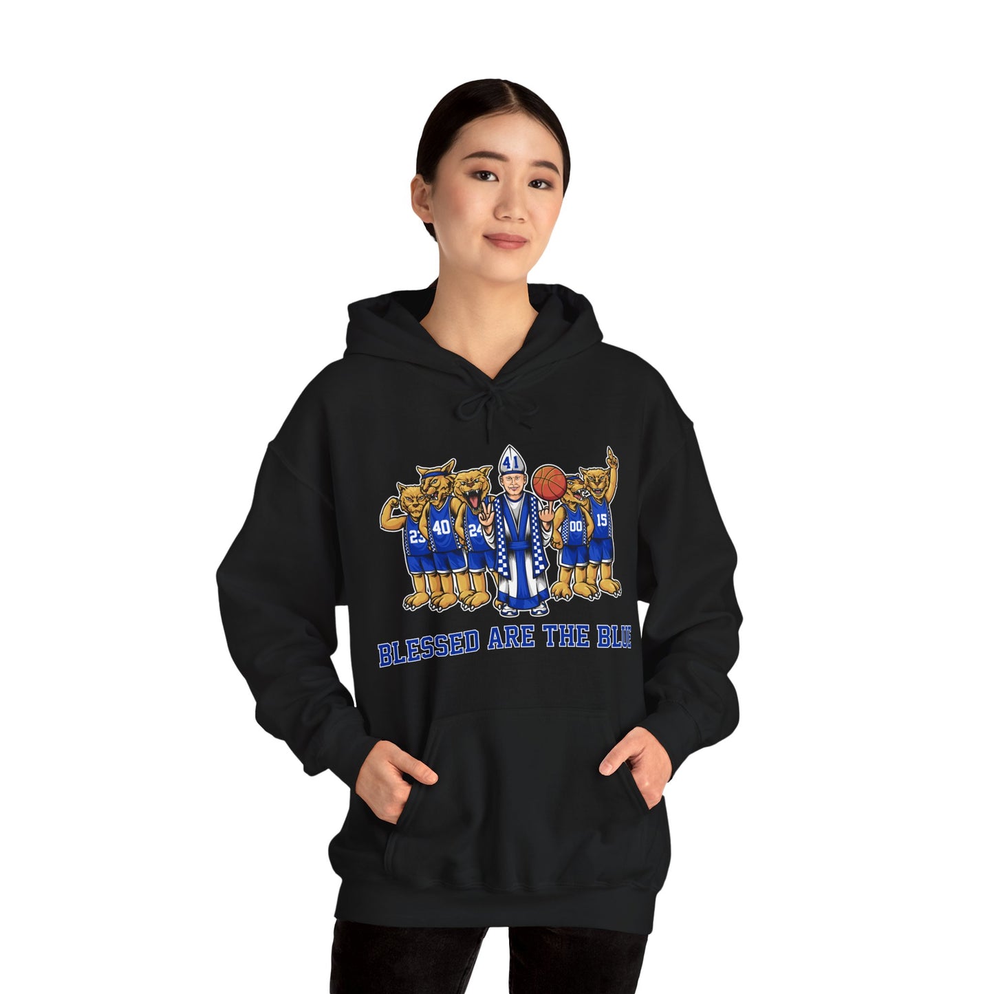 Blessed are the Blue Unisex Heavy Blend™ Hooded Sweatshirt--black, white, gray, blue