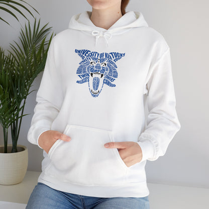 Blue on White or Gray Word Cloud Cat Unisex Heavy Blend™ Hooded Sweatshirt