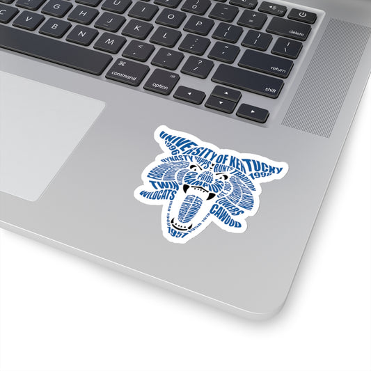 Blue on White Word Cloud Cat Stickers - Blue Pride for Wildcat Fans