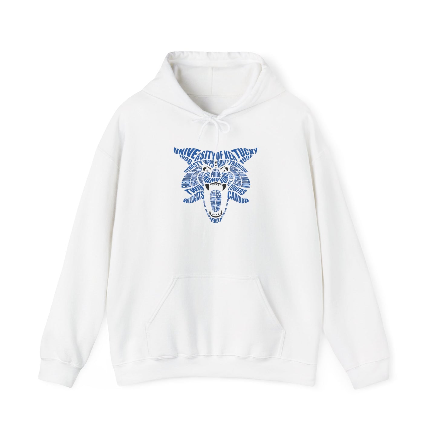 Blue on White or Gray Word Cloud Cat Unisex Heavy Blend™ Hooded Sweatshirt