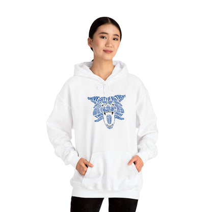 Blue on White or Gray Word Cloud Cat Unisex Heavy Blend™ Hooded Sweatshirt