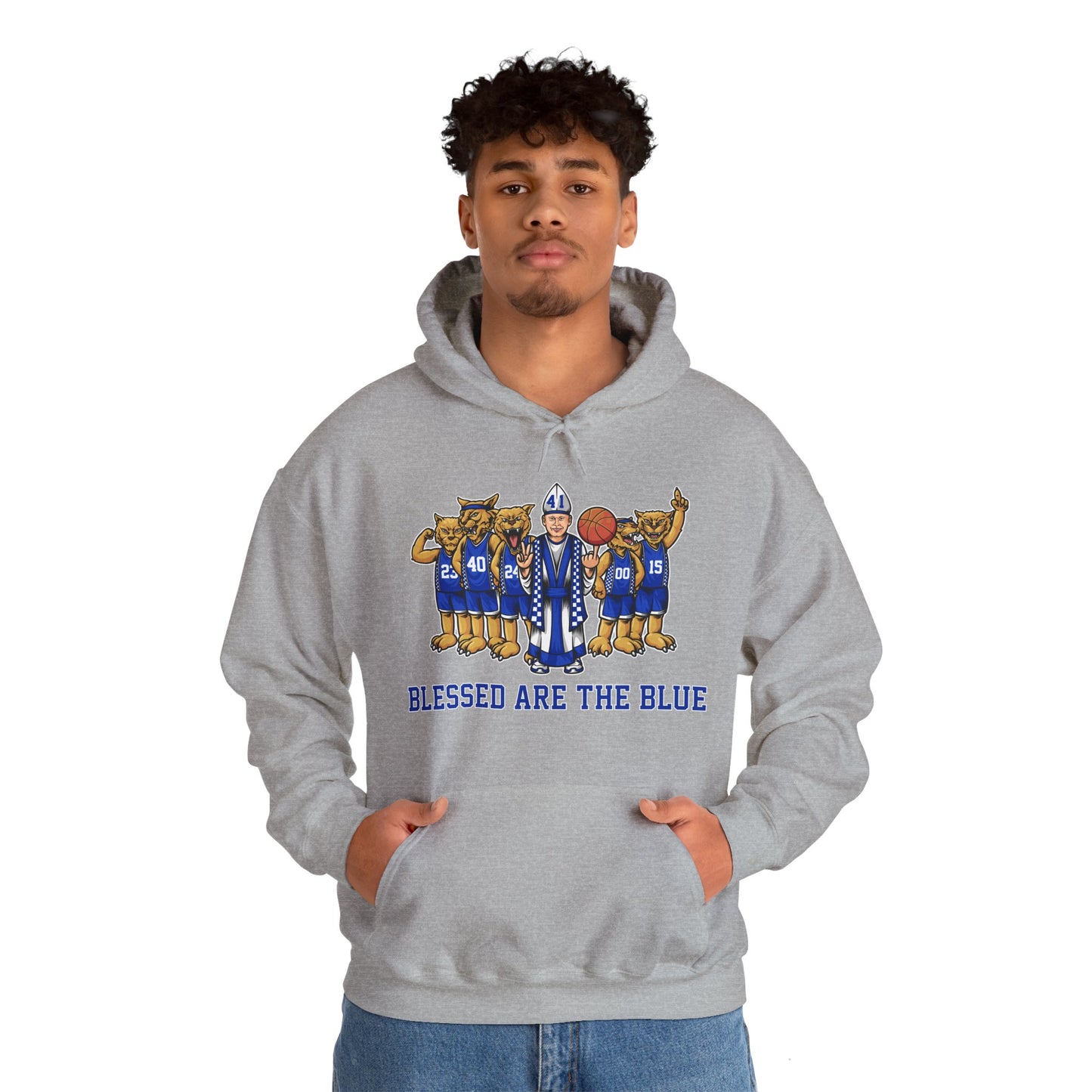 Blessed are the Blue Unisex Heavy Blend™ Hooded Sweatshirt--black, white, gray, blue