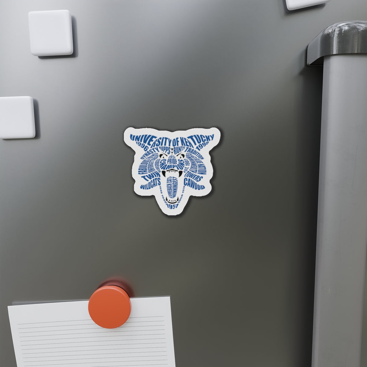 Blue Word Cloud Cat Die-Cut Magnet