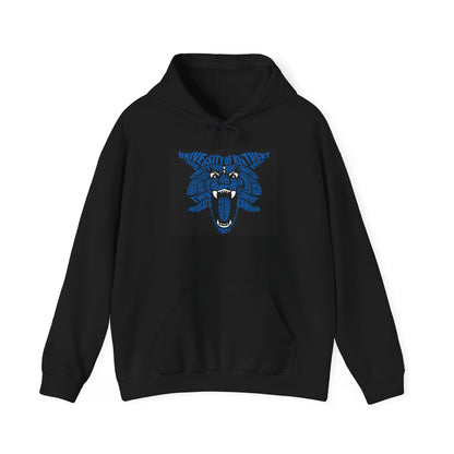 Blue on Black Word Cloud Cat Unisex Heavy Blend™ Hooded Sweatshirt