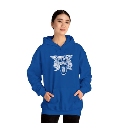 White on Blue Word Cloud Cat Unisex Heavy Blend™ Hooded Sweatshirt