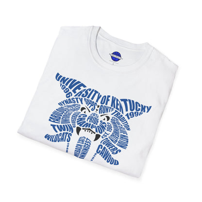 Blue Word Cloud Cat Unisex Softstyle T-Shirt