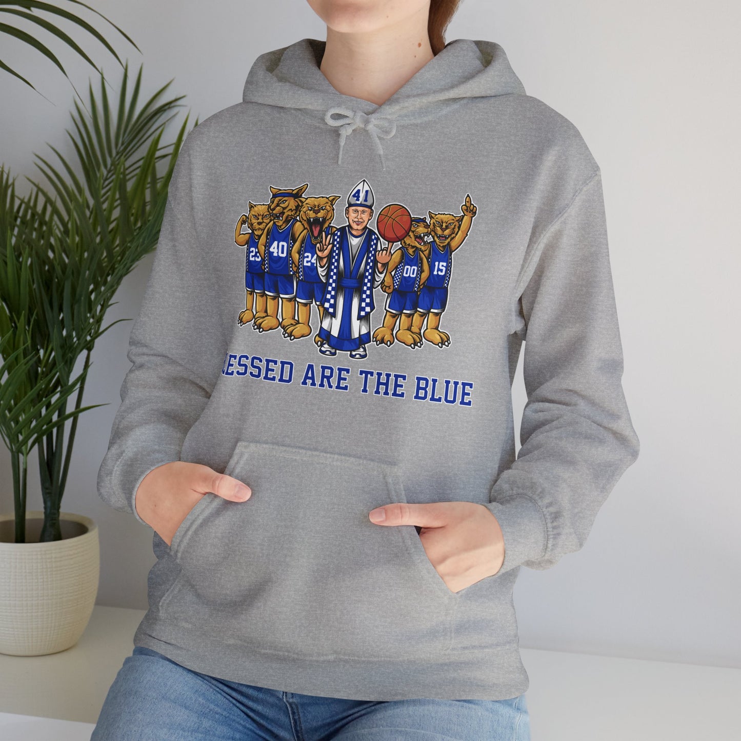 Blessed are the Blue Unisex Heavy Blend™ Hooded Sweatshirt--black, white, gray, blue