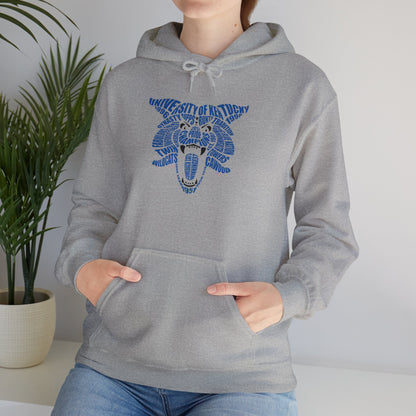 Blue on White or Gray Word Cloud Cat Unisex Heavy Blend™ Hooded Sweatshirt