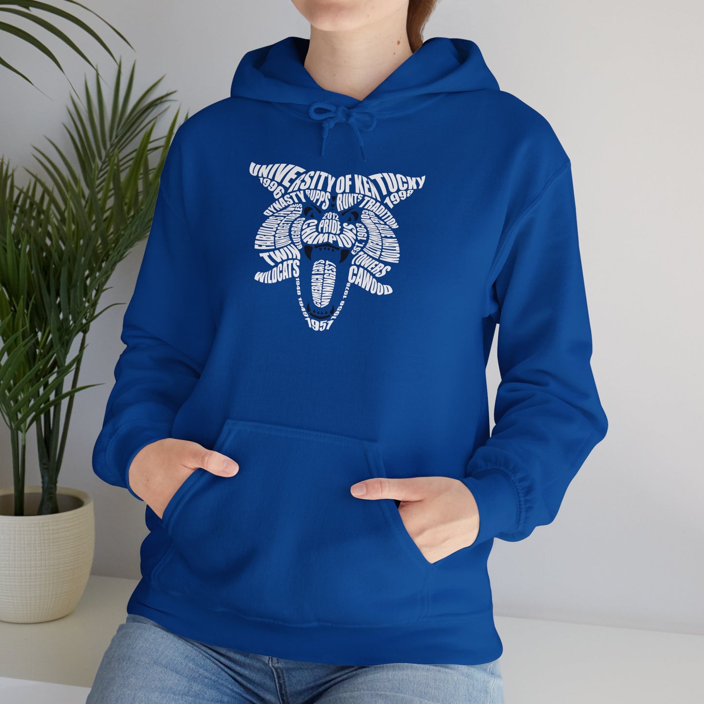 White on Blue Word Cloud Cat Unisex Heavy Blend™ Hooded Sweatshirt