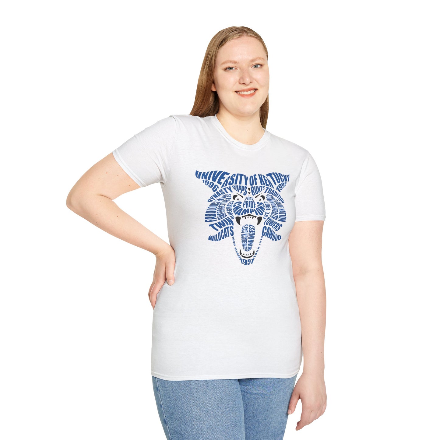 Blue Word Cloud Cat Unisex Softstyle T-Shirt