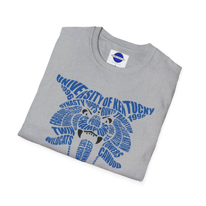 Blue Word Cloud Cat Unisex Softstyle T-Shirt