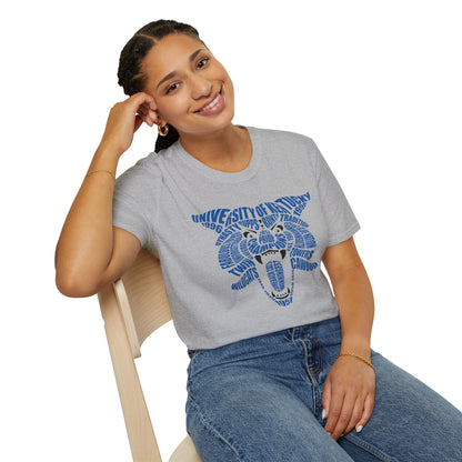 Blue Word Cloud Cat Unisex Softstyle T-Shirt