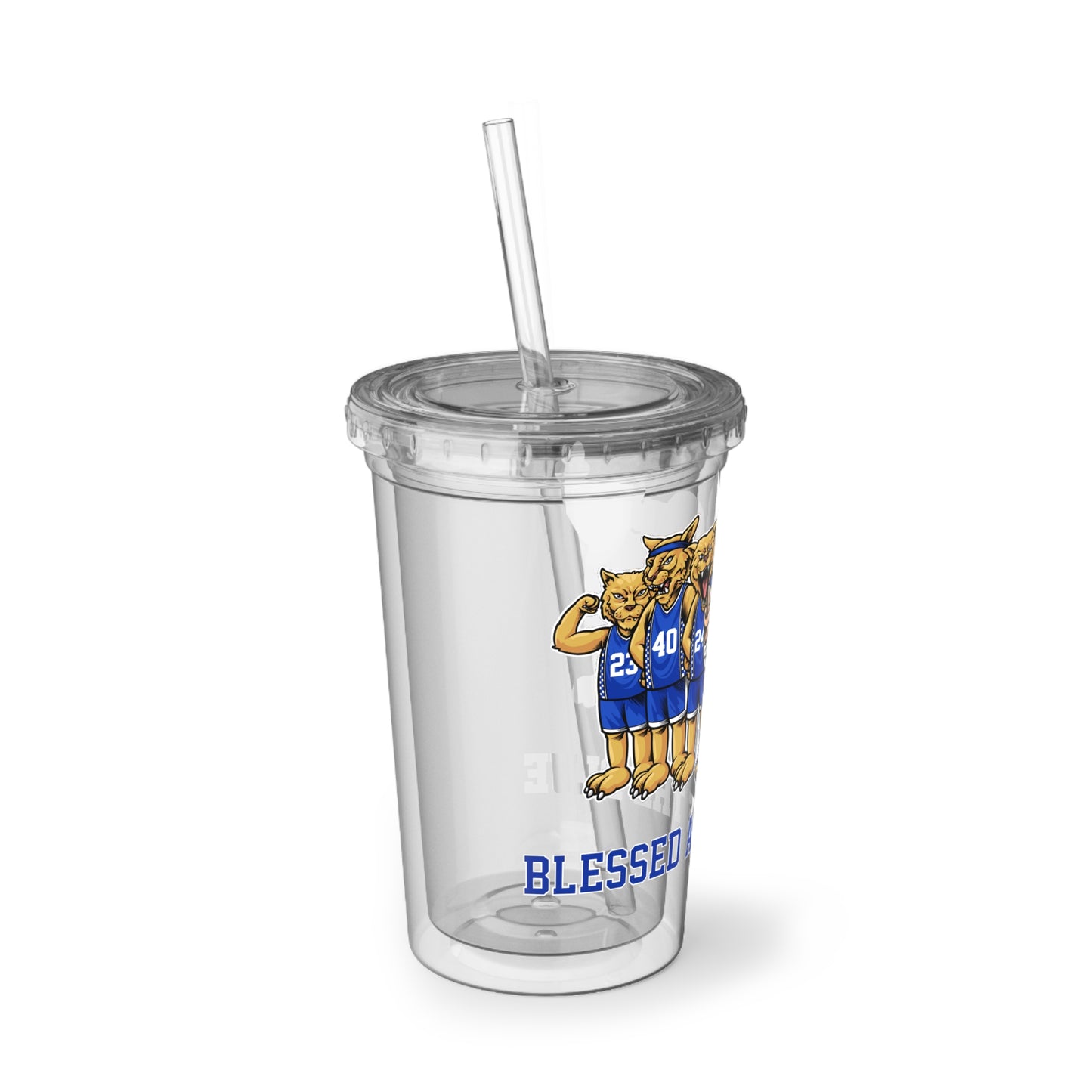 Custom Basketball Acrylic Cup - 'Blessed Are The Blue' Design for Fans