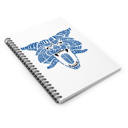 Blue on White Word Cloud Cat Spiral Notebook - Ruled Line for Wildcats Fans