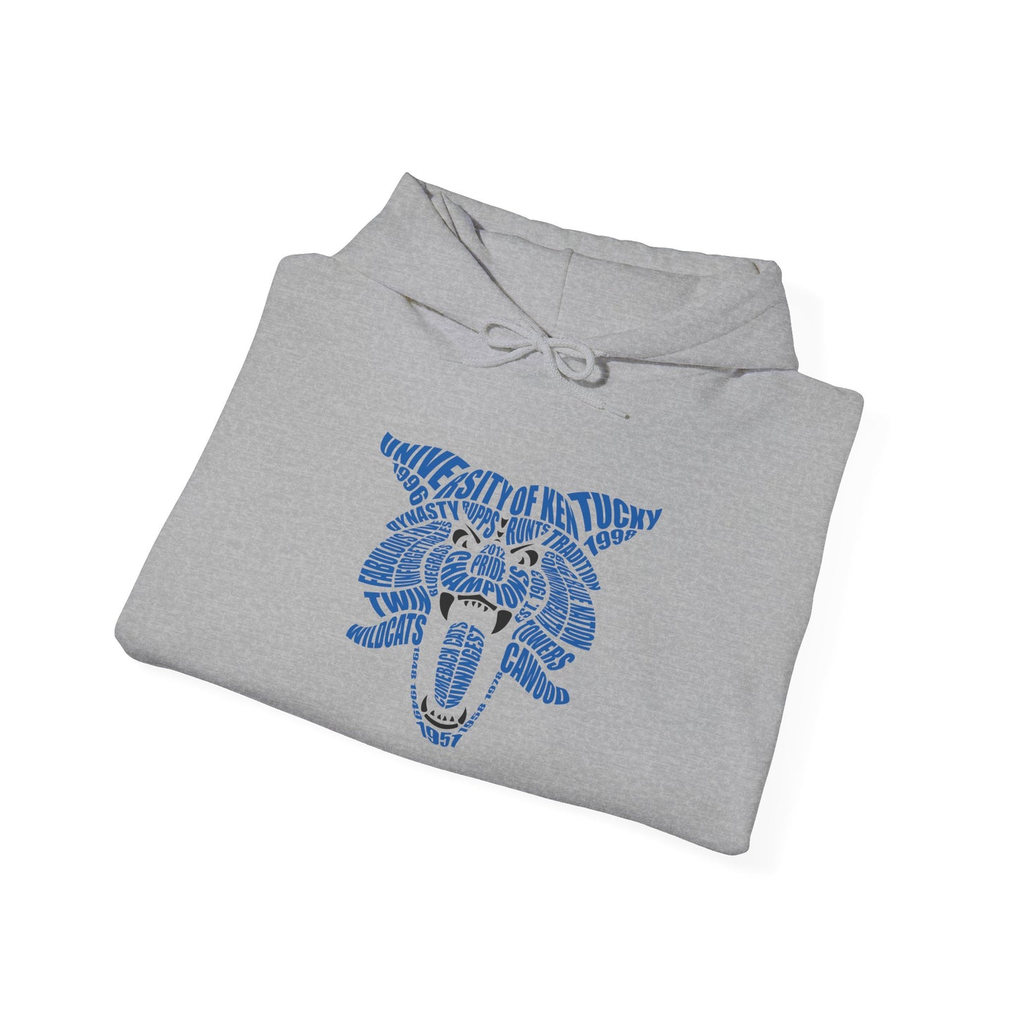 Blue on White or Gray Word Cloud Cat Unisex Heavy Blend™ Hooded Sweatshirt