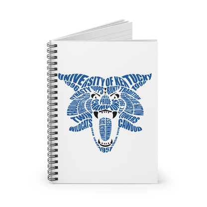 Blue on White Word Cloud Cat Spiral Notebook - Ruled Line for Wildcats Fans